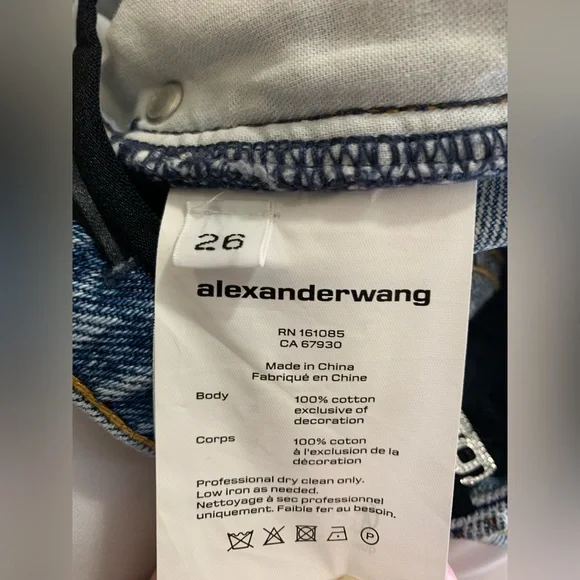 New Alexander Wang MINI SKIRT PRESTYLE DIAMANTE CHARM Sz 26 - Picture 6 of 6